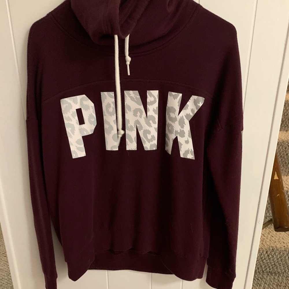 Love pink maroon cowl neck size small